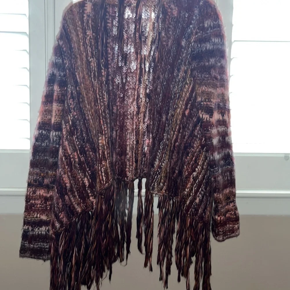 Free people open fringe sweater size small